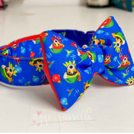 Christmas doggie collar in blue image 2